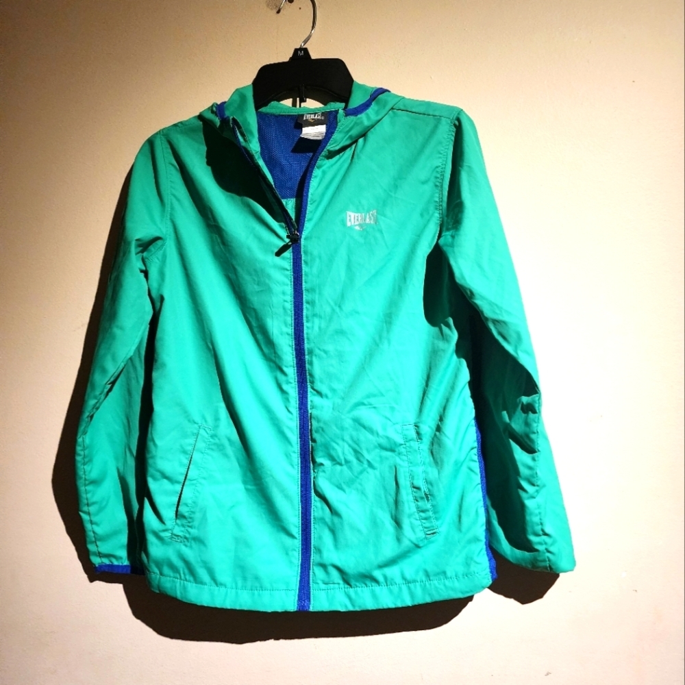 Boy's/ Girls Green/Blue Lightweight Windbreaker Jacket